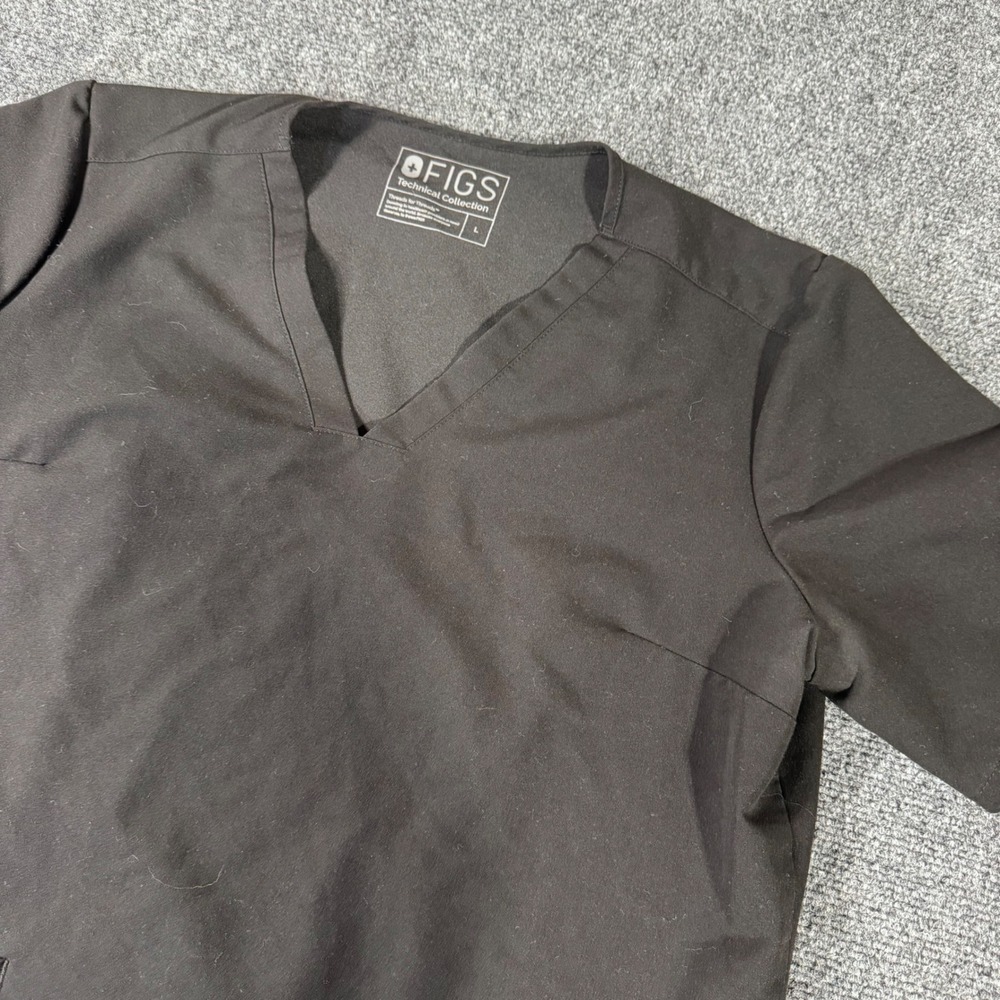 FIGS Technical Collection Black‎ V-Neck Scrub Top FW1100 Womens Large L
